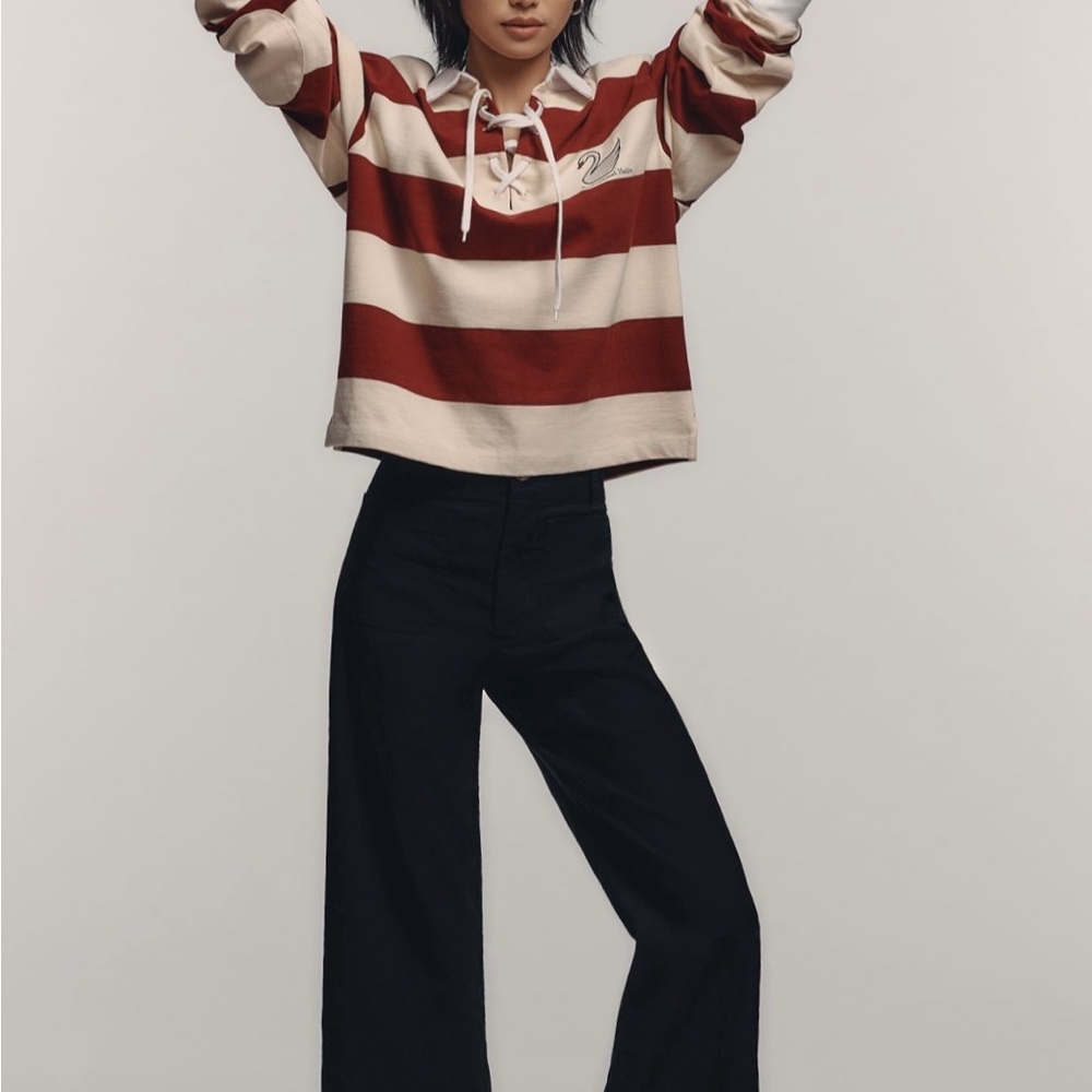 Anthropologie  The Colette Cropped Wide-Leg Pants by Maeve 34 Black